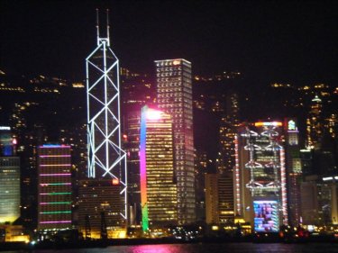 A view of the city skyline at night. This was when I truly began to fall hard for Hong Kong.