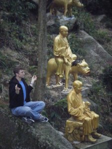My friend Richard getting in touch with his inner Zen master.