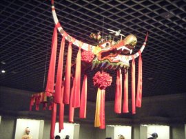 A decorative canoe inside the museum. Fancy!