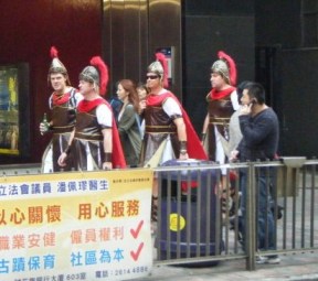 Viking warriors on their way to Rugby Sevens.