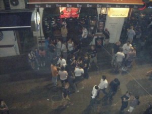 The bustling street scene on an average night in LKF.