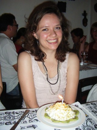 A very cute picture of the birthday girl.