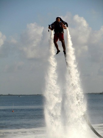 The water propelled jet pack. This was the pro showing off, not the guy who totally ate it.