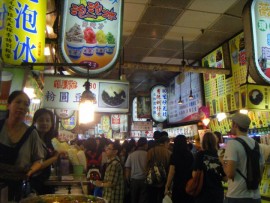 This is actually an inside shot of the food booths at Shilin. Talk about crowded!