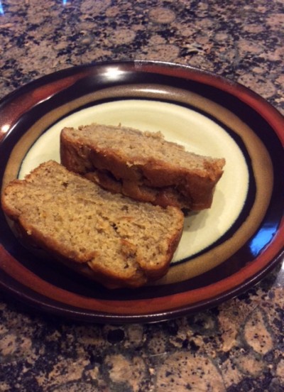Two delicious slices of bread ready to be devoured with coffee.