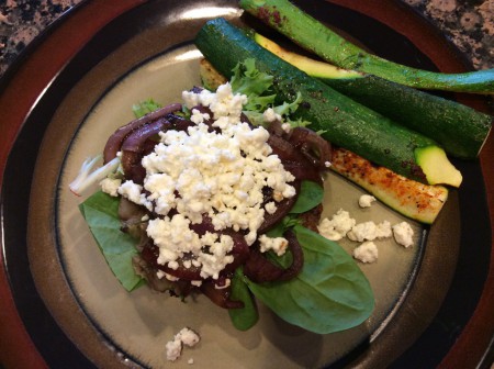With a side of grilled zucchini, these burgers really hit the spot.