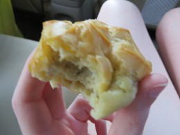 Sorry the photo's blurry - the car was bumping as I was trying to take it. Chicken puff was delicious though.