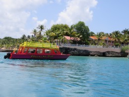 One of the other glass bottom boats in Store Harbor alongside ours.