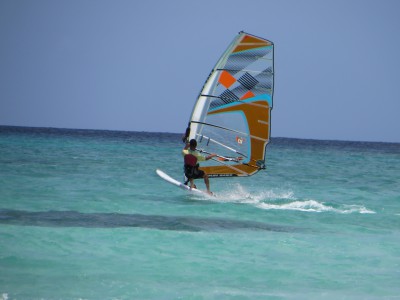 An especially nice shot of a windsurfer Sean took while we were on the boat to Buccoo Reef.