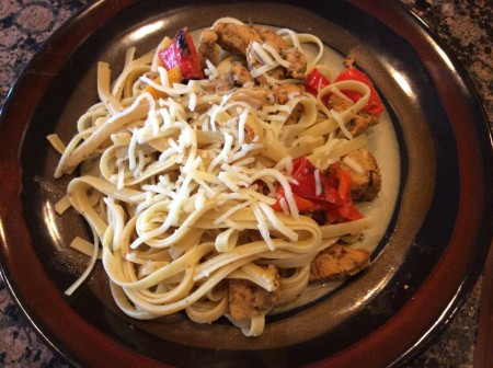 Now that's a good, healthy serving of chicken fettuccine.
