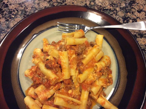 healthy baked ziti on plate