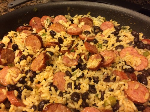 spicy sausage and rice skillet